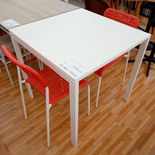 ★ジモティ割あり★ IKEA　ダイニングテーブルセット　椅子2脚　ホワイト　レッド　クリーニング済　YJ4045