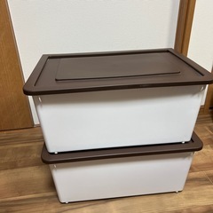 衣装ボックス　収納ボックス　2個セット　ブラウンの画像