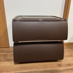 衣装ボックス　収納ボックス　2個セット　ブラウン