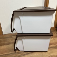 衣装ボックス　収納ボックス　2個セット　ブラウンの画像