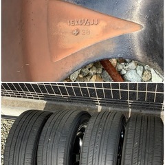 値下げします❗️ガリキズはあるけど深リム‼️WORK Nezart 15×6.5j おまけタイヤ付❗️の画像