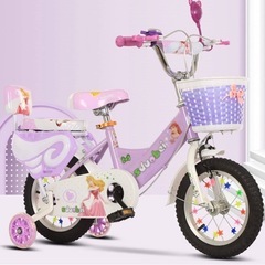 美品　16インチ　自転車　キッズ　バイク　子供　女の子　ディズニープリンセス　　紫　白色　ホワイト　パープル　パステルカラー　の画像