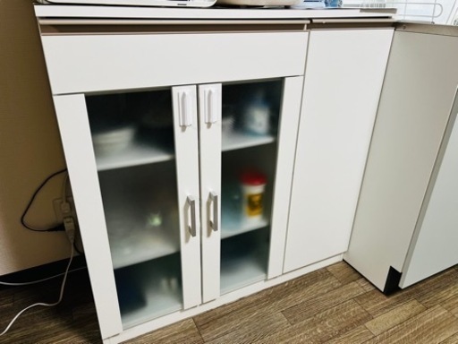 組み立て済　超美品　ニトリ　幅90 キャビネット食器棚 レンジ台 ラック 棚
