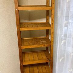 キャスター付き木製可変棚