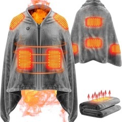 【新品】電気毛布 着る150cm×90cm 8つヒーター内蔵 3段階温度調整 10秒速暖　USB給電の画像