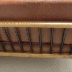 関家具 2人掛けソファー レザーテックス アーモンドブラウンの画像