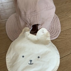 美品！ベビー　日除け付き帽子　48cm 記名なしの画像
