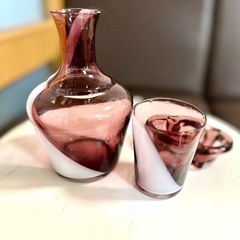 【昭和レトロ　骨董品】ガラスの水差しと灰皿　アンティーク