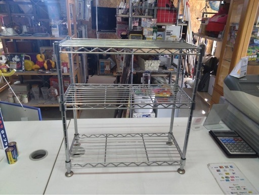 ● ミニ コンパクト スチールラック W44×D20×H47cm キッチン 水周り 押し入れ 小物 収納 ラック 隙間収納 コレクション 飾り棚 にも！ 中古 ③