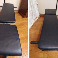 世田谷区近辺配送可能　美品　高級トレーニングベンチ 筋トレ 耐荷重300kg　シットアップトレーニングマシン　折りたたみ式キャスター付き　腹筋　フラット運動時に背もたれのしなりを防ぐ三点フレーム構造（意匠権取得済み）の画像