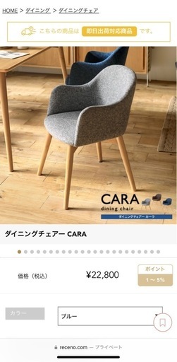 　Re:ceno ブルーの肘掛けチェア