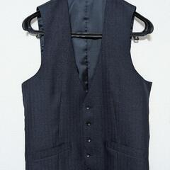 【美品】スーツセレクト ビジネススーツ スーツ 3ピース Y7 ネイビーストライプの画像