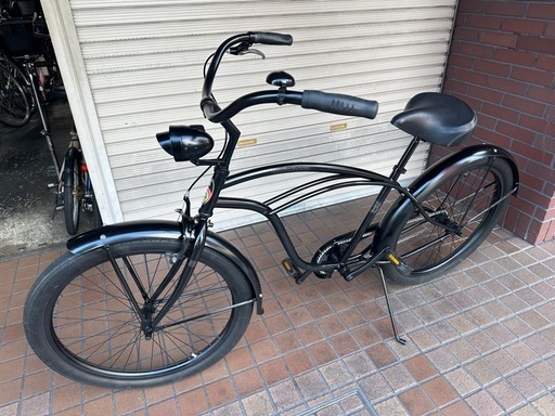 26インチ　RAINBOW　ビーチクルーザー　砲弾型ライト付き　ブラック