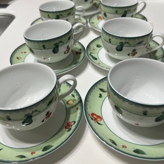 【中古品・直接手渡し限定】ティーポット　コーヒーカップ　ソーサー　セット　ベトナム食器　ミンロン　Ming Longの画像