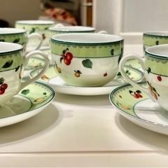 【中古品・直接手渡し限定】ティーポット　コーヒーカップ　ソーサー　セット　ベトナム食器　ミンロン　Ming Longの画像