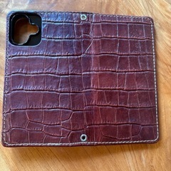 本革 iPhoneケース 手帳型ブラウン iPhone16plus用 
