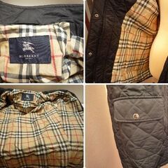 ☆BURBERRY LONDON　バーバリー　ダウンジャケット　ダウンコート　アウター　コート　ロゴボタン　裏地ノバチェック　ブラック　ブランドの画像