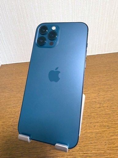 売れました！『美品』iPhone 12 Pro Max 256GB パシフィックブルー SIMフリー　箱とLightningケーブル、ステッカー付き　バッテリー85%