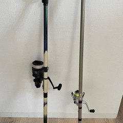 投げ竿、磯竿、リール、ライン付き