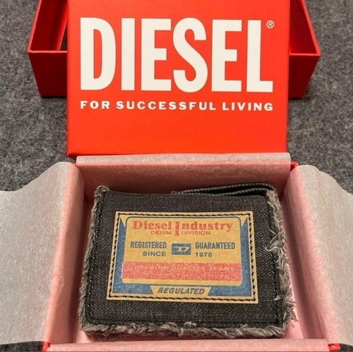 DIESEL ディーゼル 二つ折り財布 デニム レザー