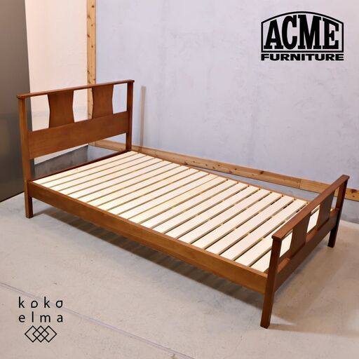 ACME FURNITURE(アクメファニチャー)のBROOKS(ブルックス) セミダブルベッドフレーム。1960年代のヴィンテージベッドをベースにしたデザイン。西海岸やブルックリンスタイルに♪