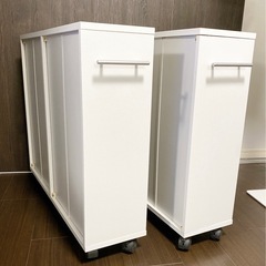 【終了しました】押し入れ収納 キャスター付きスリム本棚　2台セット