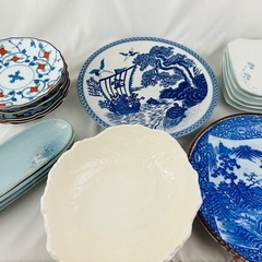 飾り皿　和皿　大皿　和食器　和風　年代物　手おこし　プレート皿　セット　中古の画像