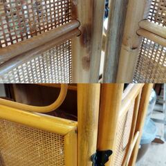 ラタン 衝立 小さめサイズ パーテーション 間仕切り 籐家具 昭和レトロ　/TJ-2046 2F南奥の画像