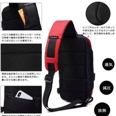 [新品未使用品]OZUKO ボディバッ　グ　大容量　防水　USBポート付き　ショルダーバッグ　赤　盗難防止　まとめ買い歓迎　卸します　アマゾン引き上げ商品　倒産品　問屋　倒産品　転売OK　ネット商材　賞品　景品　コンペの画像