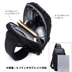 [新品未使用品]OZUKO ボディバッ　グ　大容量　防水　USBポート付き　ショルダーバッグ　赤　盗難防止　まとめ買い歓迎　卸します　アマゾン引き上げ商品　倒産品　問屋　倒産品　転売OK　ネット商材　賞品　景品　コンペの画像