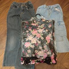 キッズ　女児服3点セット　浴衣ジーンズハーフパンツ