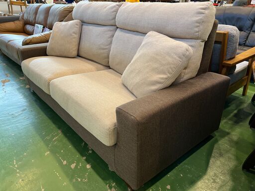【愛品館八千代店】３人掛　ツートーン　ファブリックソファ