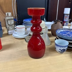 デンマーク　ガラス花瓶　23.5cm フラワーベース　レッド　赤...