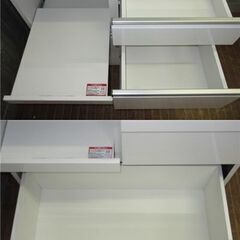 stp-2862　家電ボード　ホワイト　食器棚　キッチンボード　収納棚　幅89　スライドテーブル付き　レンジ台　レンジボード　キッチン収納　キッチンラック　食器棚　スライド台　キッチンカウンター　レンジラック　キッチン　炊飯器　白の画像