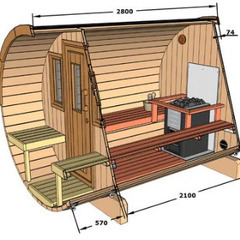 エストニア産バレルサウナ2.8m 電気ストーブセット（別途費用有）の画像