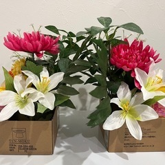 仏花　造花　ハンドメイド　一対の画像