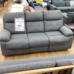 KJ-6【新入荷　リサイクル品】両側リクライニング3シーターソファ　グレーの画像