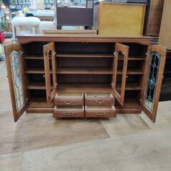 【愛品倶楽部柏店】光家具工業 クラシックデザイン サイドボード エバンス 163LB 入荷希少な大型 ステンドグラス調の画像
