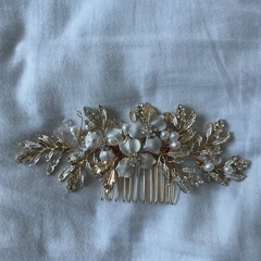 ヘッドドレス　花と葉のモチーフ ゴールド