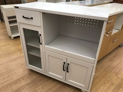 ★ジモティ割あり★  レンジ台 ホワイト H90×W90×D42 クリーニング済み KJ6427