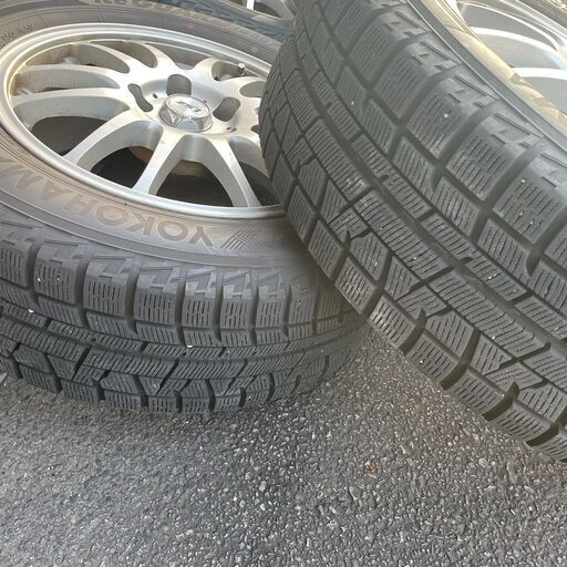 LSZ アルミホイール 4本 16×6.5J 5H 100 YOKOHAMA スタッドレスタイヤ 215/60R16 ナット付き マークX