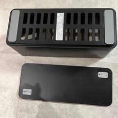 エレコム ケーブル収納ボックス ケーブルボックス ケーブル収納 6個口電源タップ収納 ブラック EKC-BOX001BKの画像