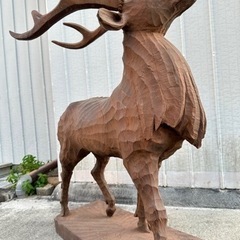 彫刻教室講師の力作　蝦夷鹿　一本木手彫りの画像