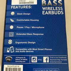 【新品・未使用】iHip社製Bluetooth ワイヤレスイヤフォンの画像