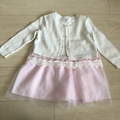 ワンピースドレス+カーディガン80センチの画像