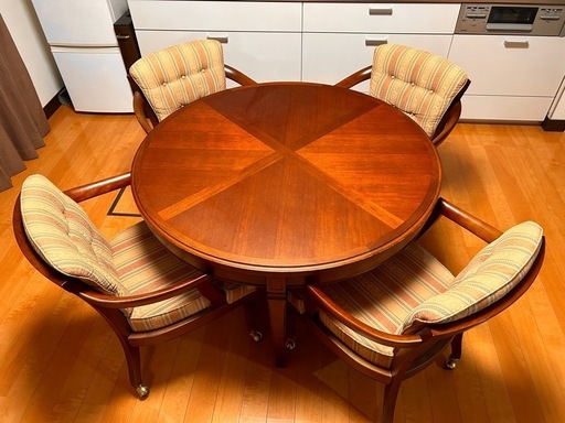 マルニ木工 丸テーブル 4脚セット 地中海シリーズ