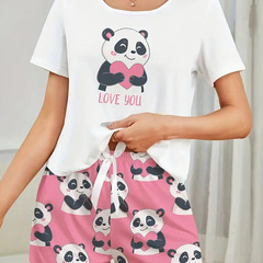 【新品】パンダのデザインがプリントされた可愛いパジャマセットの画像