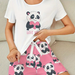 【新品】パンダのデザインがプリントされた可愛いパジャマセットの画像