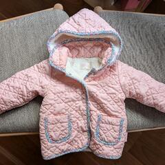 90サイズ　ピンク　もこもこ　アウター　とれるフードの画像