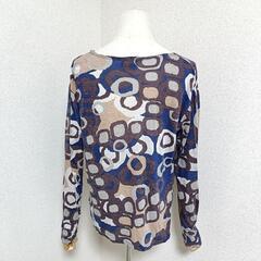 プランテーション 美品 長袖カットソー マルチカラー 総柄 綿 絹 M レディースの画像